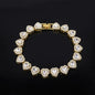 45CM New Hip Hop Tennis Chain Bracelet Necklace Shiny Heart Rhinestone