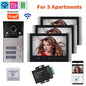 7 Inch LCD Video Doorphone Intercom Wide Angle Waterproof 1080P Camera Doorbell System for 2/3/4 Apartment Family Access Control