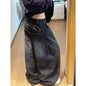 Black Womens Jeans High Waist Vintage Design Hip Hop Straight Baggy