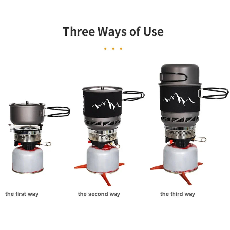 Camping Cooking Set Stove Pot Pan Cookware Outdoor Propane Cooking