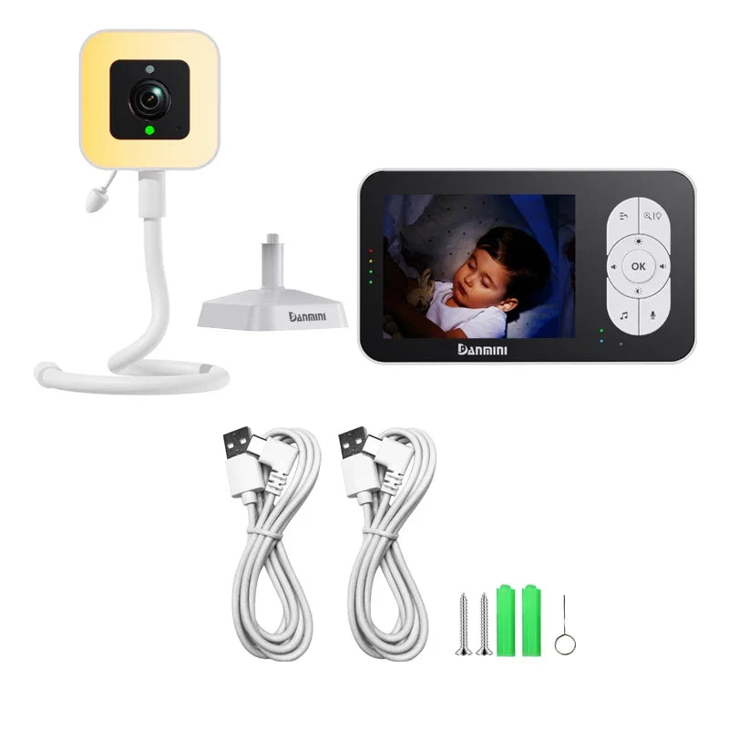 DANMINI New 3.5' RGB Night Light Baby Monitor with Night Vision Temperature Detection Voice Intercom Baby Nanny Security Camera