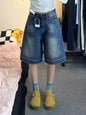 Blue Loose Wide Leg Denim Shorts Women's Summer New Design High Waist