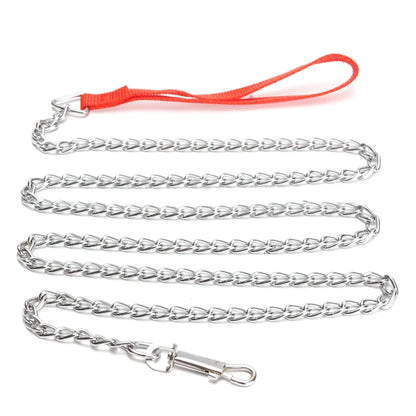 1.6m Heavy Duty Metal Chain Dog Puppy Walking Lead Leash Clip Red Handle
