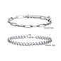 2pcs Men's Chain Bracelets, Stainless Steel Silver Gold Black Color