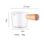 DecorBites™ Glass Espresso Measuring Cup with Wood Handle, Milk Jug for Coffee & Sauce