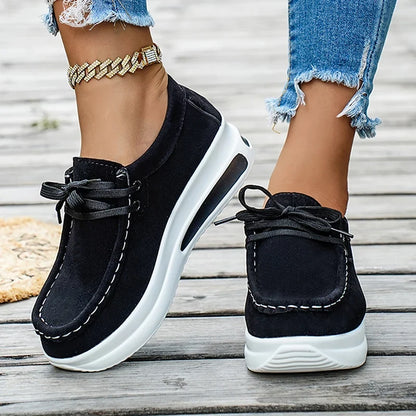 Basic Color Platform Loafers for Women Spring Light Thick Sole Wedge