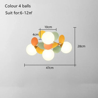 DecorBites™ Kids LED Ceiling Light: Iron Sheet Glass Chandelier