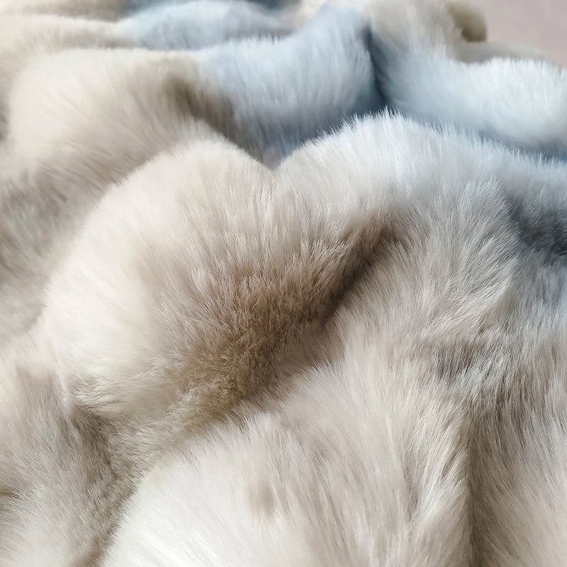 DecorBites™ Gradient Faux Rabbit Fur Bedding Set - Warm Luxury Plush Duvet Cover & Quilt Sets
