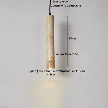 DecorBites™ LED Pendant Lamp Black Iron Wabi Sabi Hanging Light - Yellow Travertine