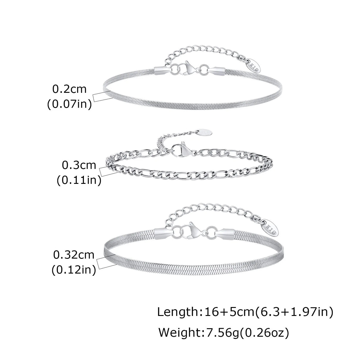 1/2/3pcs Chain Bracelet for, Stainless Steel Twisted Rope Cuban Chain