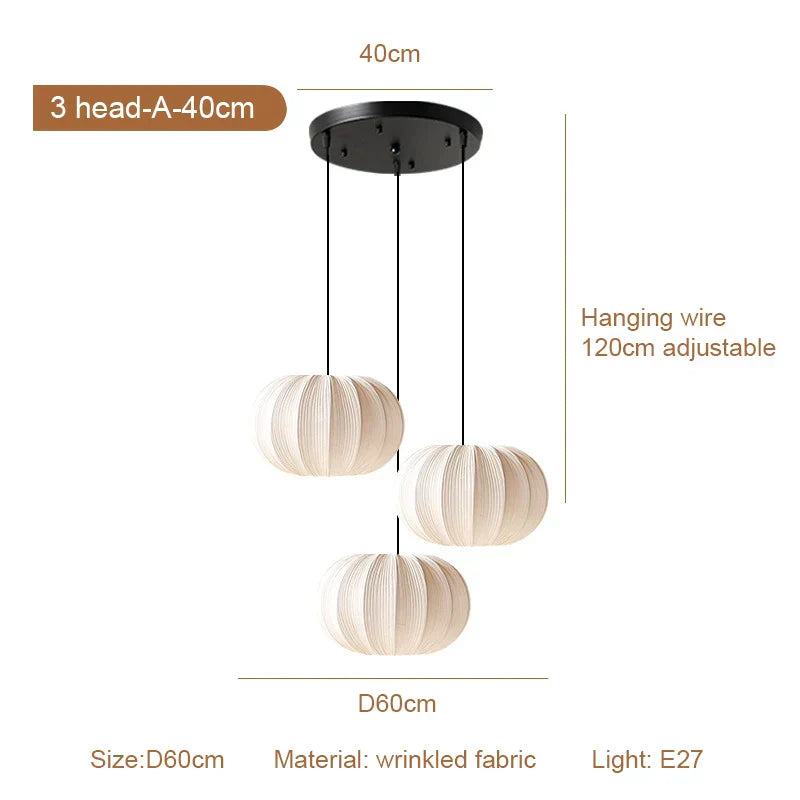 DecorBites™ Japanese Wabi-Sabi Pleated Fabric Pendant Lights for Dining Room & Bedroom