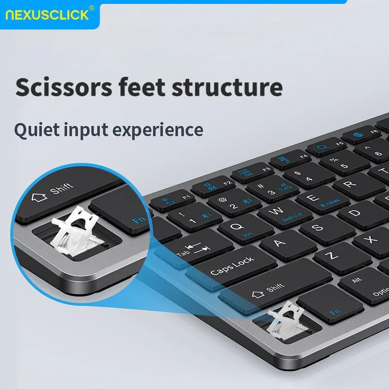 NexusClick Wireless Ergonomic Keyboard Mouse Combo - Rechargeable Mini Multimedia Set for PC, Laptop, MacBook