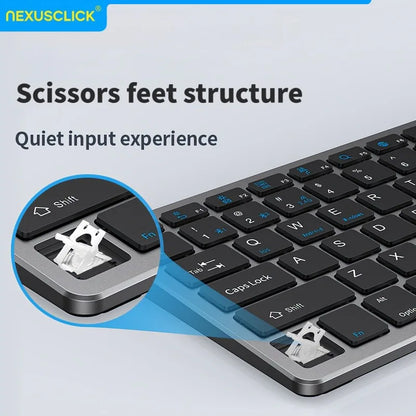 NexusClick Wireless Ergonomic Keyboard Mouse Combo - Rechargeable Mini Multimedia Set for PC, Laptop, MacBook