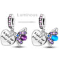 Charms Bead 925 Sterling Silver Pink Butterfly Luminous Firefly Dangle
