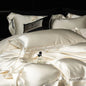 DecorBites™ Luxe Brocade & Egyptian Cotton Bedding Set with Hollow Lace Edge