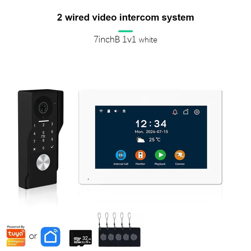 ANJIELO SMART Doorbell Video Intercom Camera System Wire 2‐wire Door Phone 10 Inch Screen 7 Protector Security