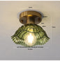 DecorBites™ Green Flower Glass Copper Ceiling Light - Nordic Modern LED, Living Room Bedroom Hallway Fixtures