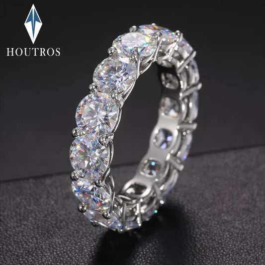 5mm D Color Moissanite Row Ring 925 Sterling Silver Diamond Wedding