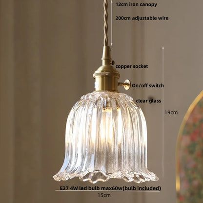 DecorBites™ Green Glass LED Pendant Lamp | Modern Nordic Wood Walnut | Brass Knob Switch | Hanging Light