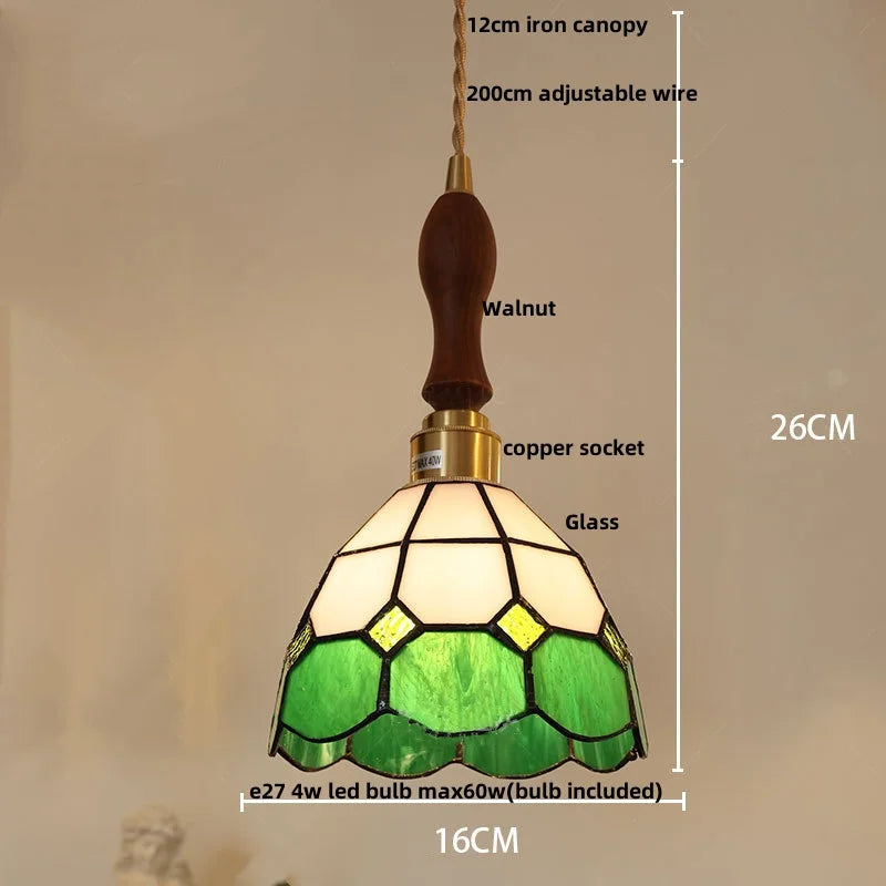 DecorBites™ Glass LED Pendant Lamp Tiffany Style Hand Stitch Dining Room Lights