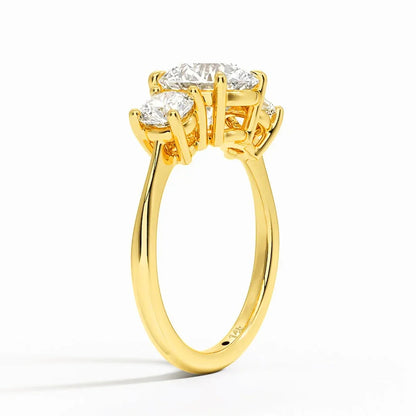 3 Stone D Color Moissanite Diamond Ring 14K Gold Engagement Wedding