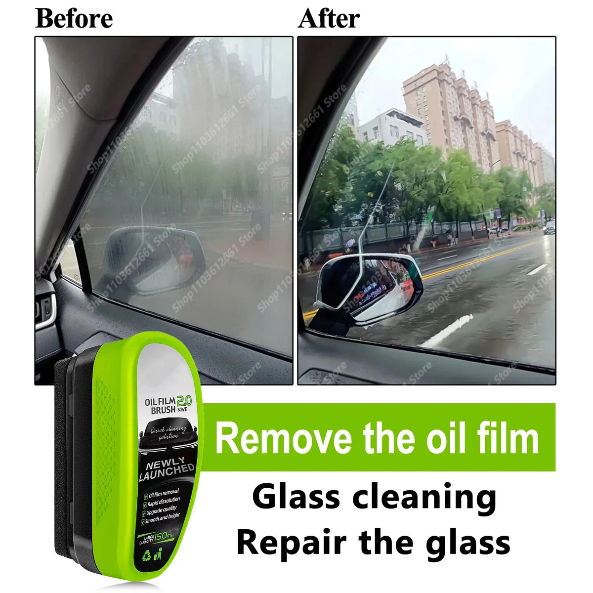 Car Oil Film Remover Sponge Brush - Auto Glass & Windshield Window Oil