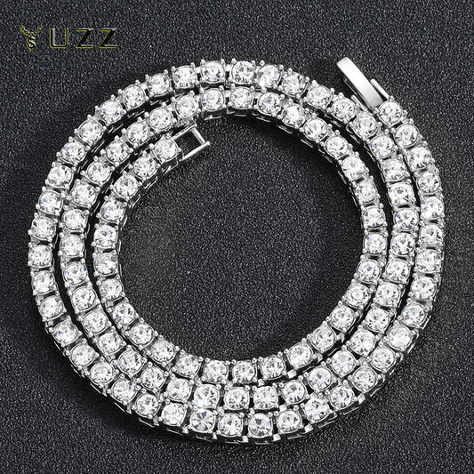 Hip Hop 5MM Tennis Chain Iced Out Bracelet Necklace Men Fashion Silver Color Tennis Jewelry Chains Women 20inch Choker Punk Gift