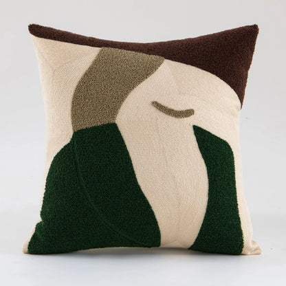 DecorBites™ Green Embroidered Tufted Cushion Cover - Modern Minimalism Art Design
