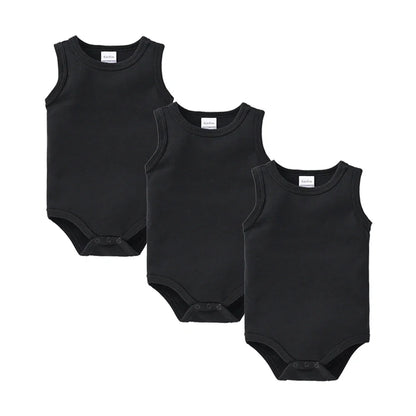 Kavkas 3 Pcs Summer Unisex Baby Vest Bodysuit 100% Cotton Sleeveless Newborn Solid Clothes 0-24 Months Clothing