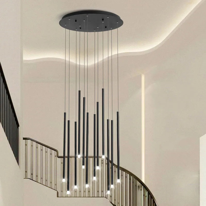 DecorBites™ LED Chandelier: Modern Minimalist Gold Black Wire Adjustable Light Fixture for Dining Room