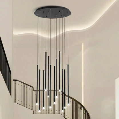 DecorBites™ LED Chandelier: Modern Minimalist Gold Black Wire Adjustable Light Fixture for Dining Room
