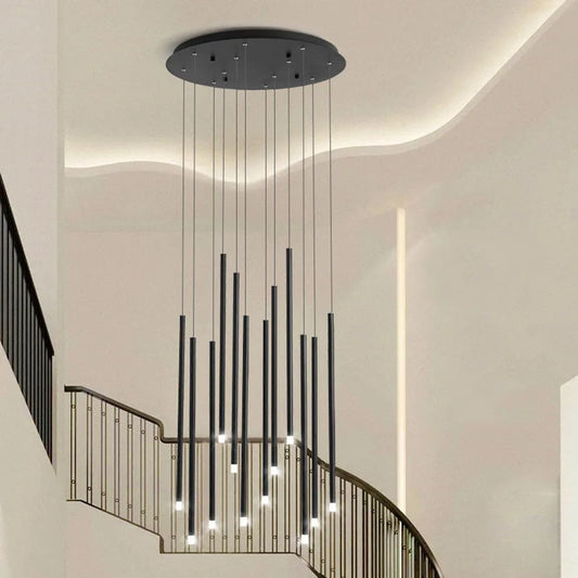 DecorBites™ LED Chandelier: Modern Minimalist Gold Black Wire Adjustable Light Fixture for Dining Room