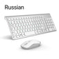 Wireless Keyboard Mouse Spanish/Russian Set 2.4G Ultra-Thin Sleek Design for office/travel Full Size Wireless Mouse Keyboard