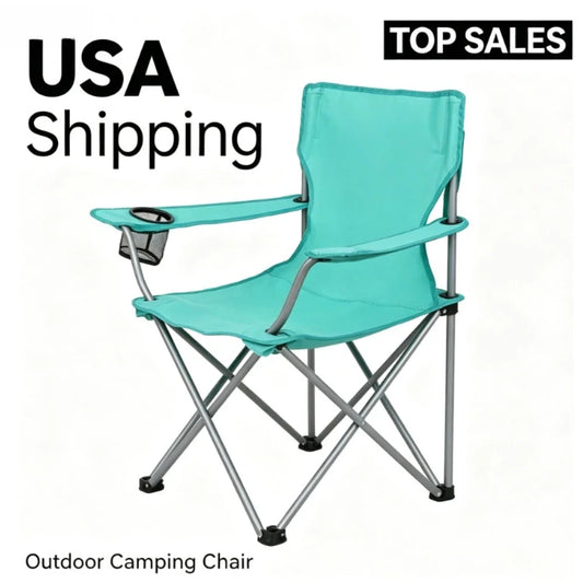 Quad Folding Camp Chair with Cup Holder, Green Sea