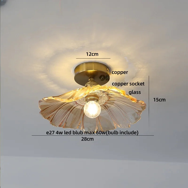 DecorBites™ Green Flower Glass LED Ceiling Light Fixture - Nordic Modern Design
