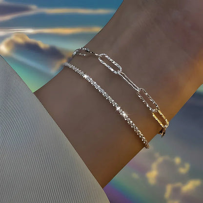 6pcs 925 Sterling Silver Rhinestone Bracelets for Women Girls Luxury