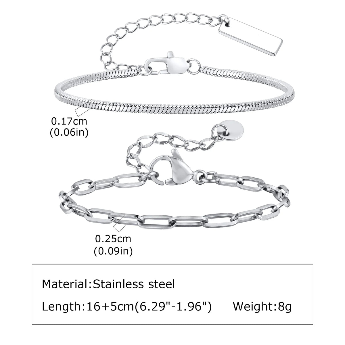 1/2/3pcs Chain Bracelet for, Stainless Steel Twisted Rope Cuban Chain