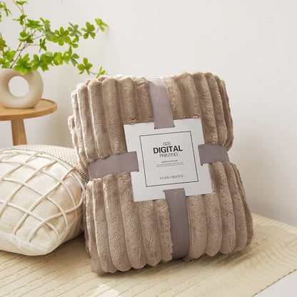 VividTwill 1pc Fluffy Coral Velvet Blanket Air-Conditioned Flannel Plush Comfortable Thickened Warm Soft Throw Blanket Bed Cover
