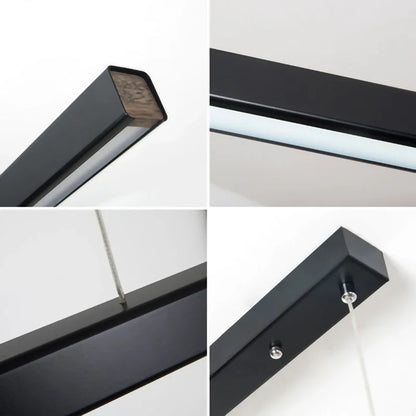 DecorBites™ LED Linear Pendant Light - White Black Wood Finish - Long Hanging Office Fixture
