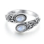 925 Vintage Silver Ring with Natural Moonstone 6*8mm Adjustable Rings