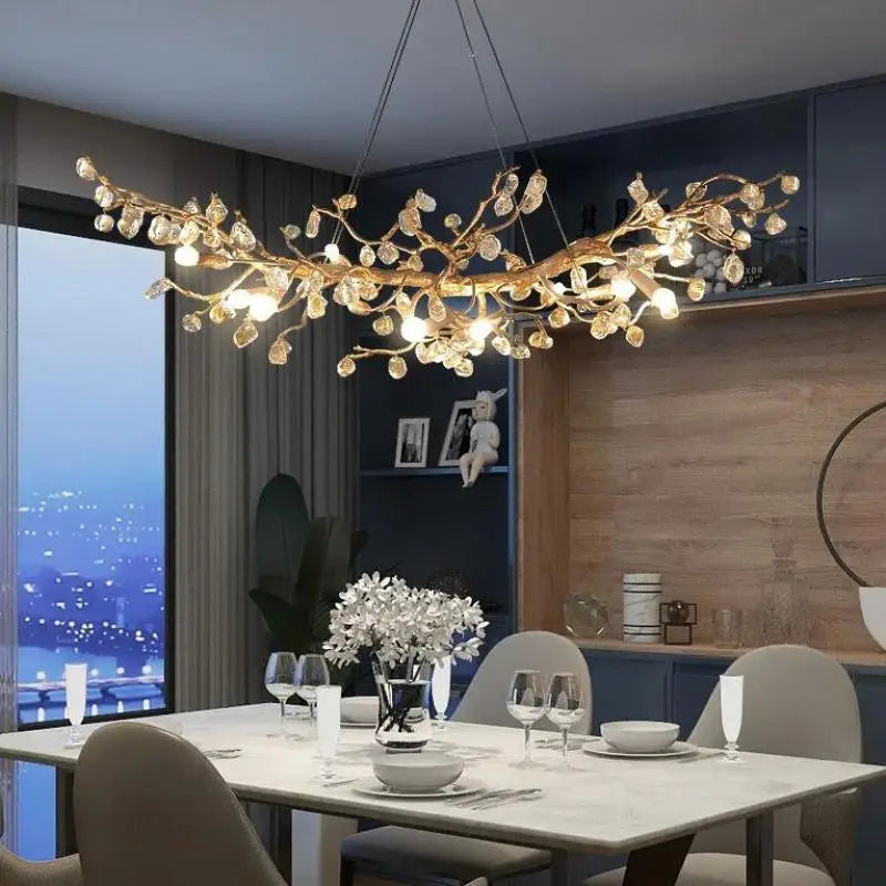 DecorBites™ Kapok Flower Glass Crystal Chandelier for Living Room Dining Bedroom