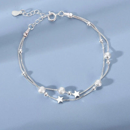 6pcs 925 Sterling Silver Rhinestone Bracelets for Women Girls Luxury