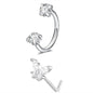 6/2pcs Horseshoe Nose Rings with L-Shape Nose Stud, Stainless Steel