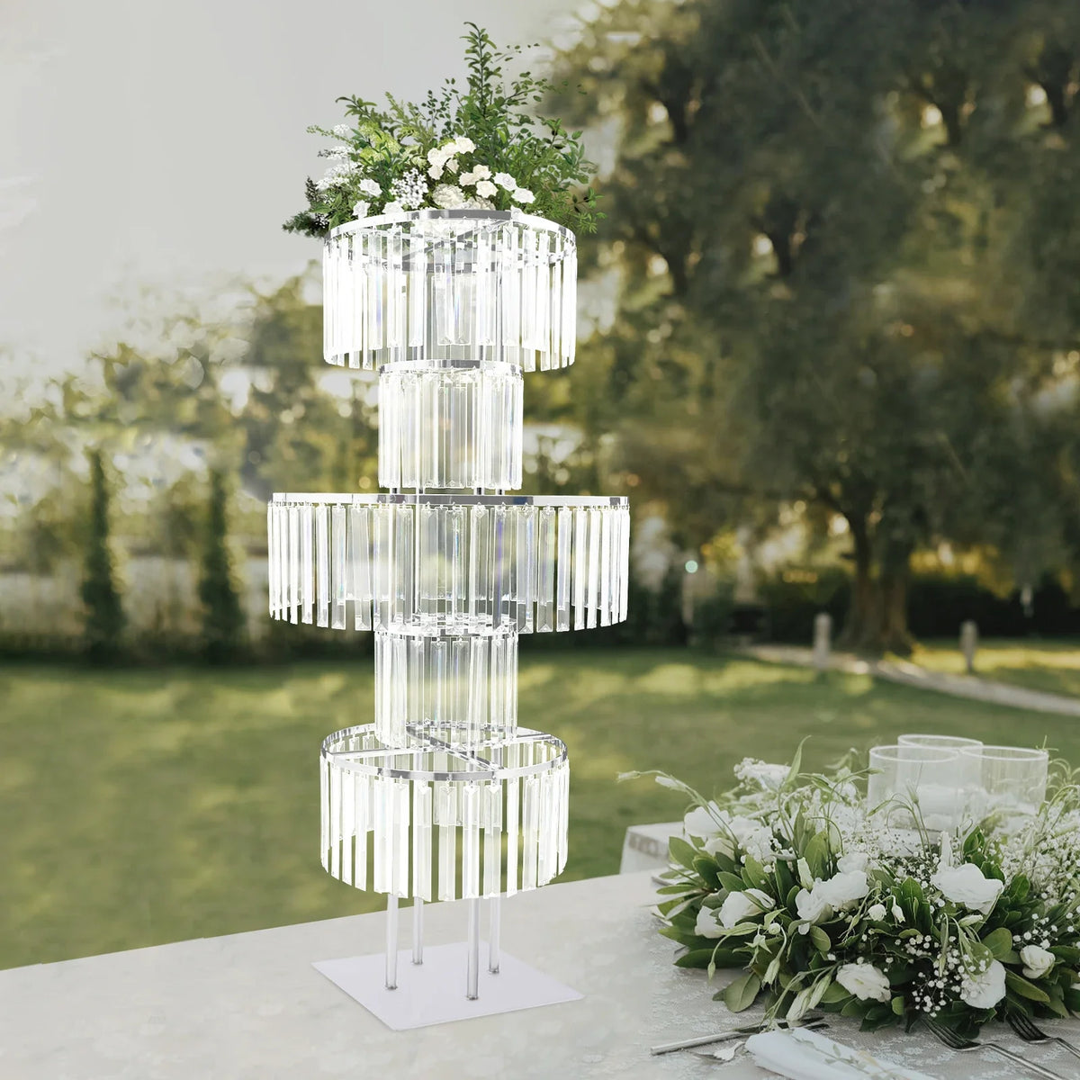 5 Tiers Gold/silver Wedding Centerpieces Flower Stand Vase Centerpiece