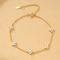 925 Silver Plated Cubic Zirconia Four Leaf Clover Bracelet for Women