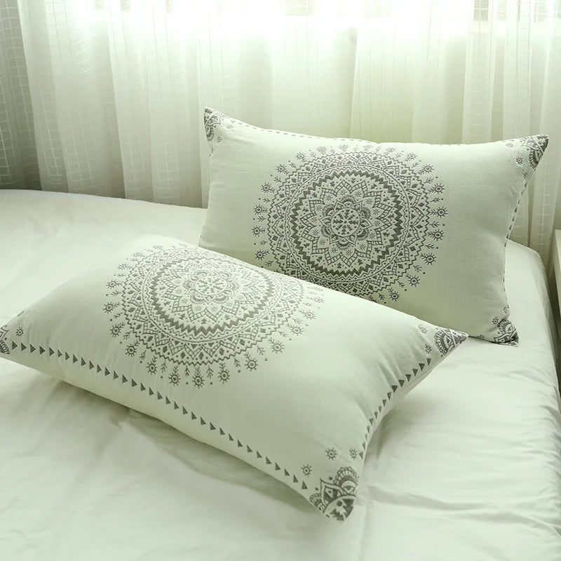 DecorBites™ Japanese Cotton Single Bedspread with Pillow Towel - Floral Birds Design