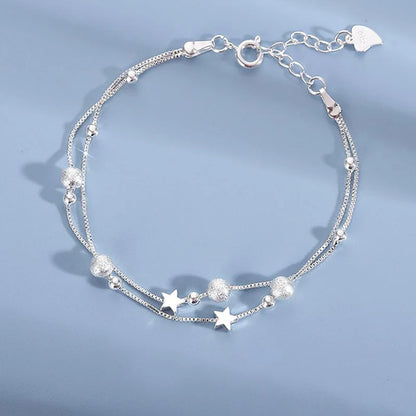 925 Sterling Silver Heart Shaped Necklace Bracelet Set for Women