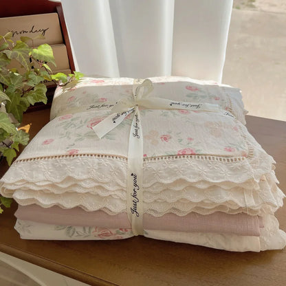 DecorBites™ Lace Romantic Comforter Set - Full Twin Double Size Bed Linens