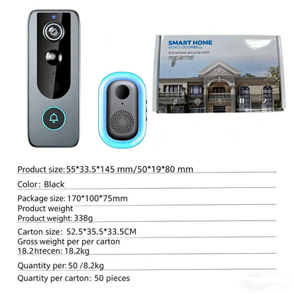 WiFi Solar Charging Wireless Video Doorbell Smart Wireless Intercom Waterproof Voice Changing Intercom Monitoring Camera