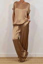 Casual Solid Color Two Piece Set Loose O-Neck Short Sleeved Pullover